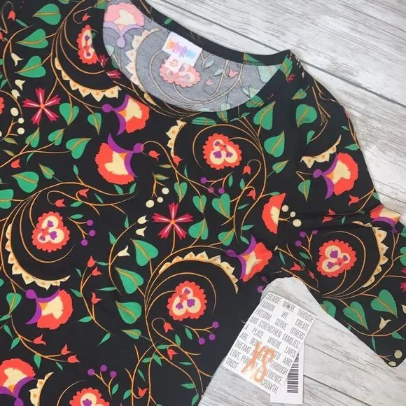 LuLaRoe Black Floral Julia XS NWT - Picture 2 of 2